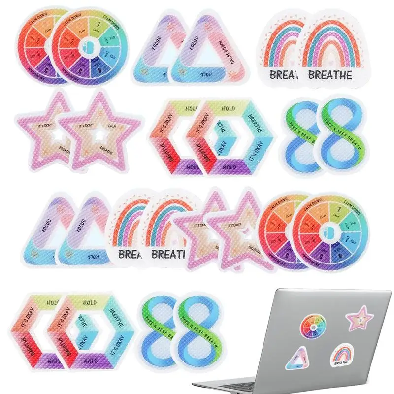 

Textured Stickers Fidget Relief Stickers 24pcs Waterproof Tactile Rough Aesthetic Rainbow Style Textured Stickers For Desk Phone
