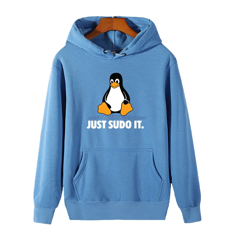 Толстовки с капюшоном рисунком Just Sudo It операционная система Linux Tux Penguin зимние