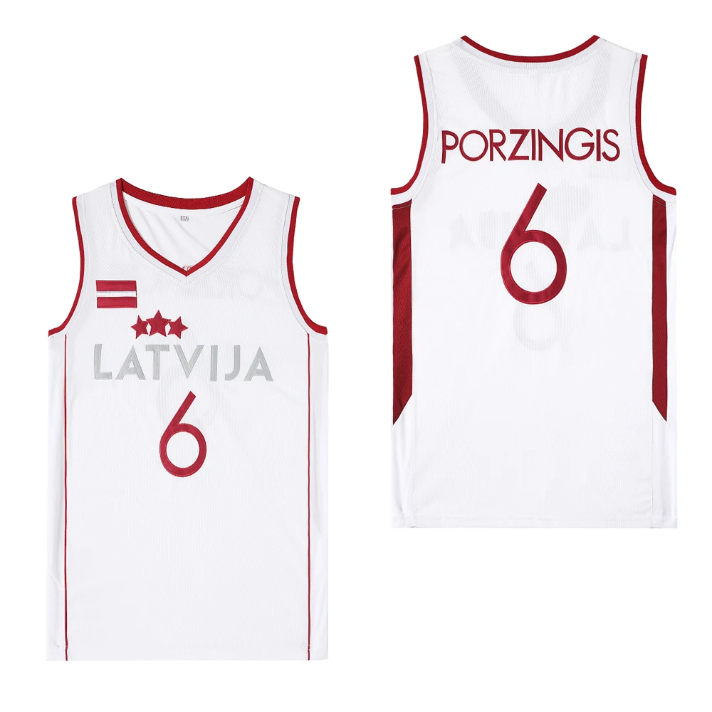 BG Basketball jerseys LATVIJA 6 PORZINGIS High quality sewing embroidery Outdoor sports jersey White 2023 new