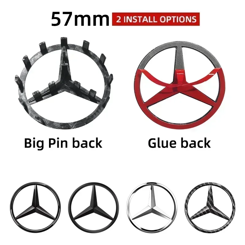 1pcs 52mm 57mm Car Steering Wheel Badge Emblem Sticker Auto-Styling For Mercedes Benz A B C E S class GLA GLC CLA W204 W205 W212