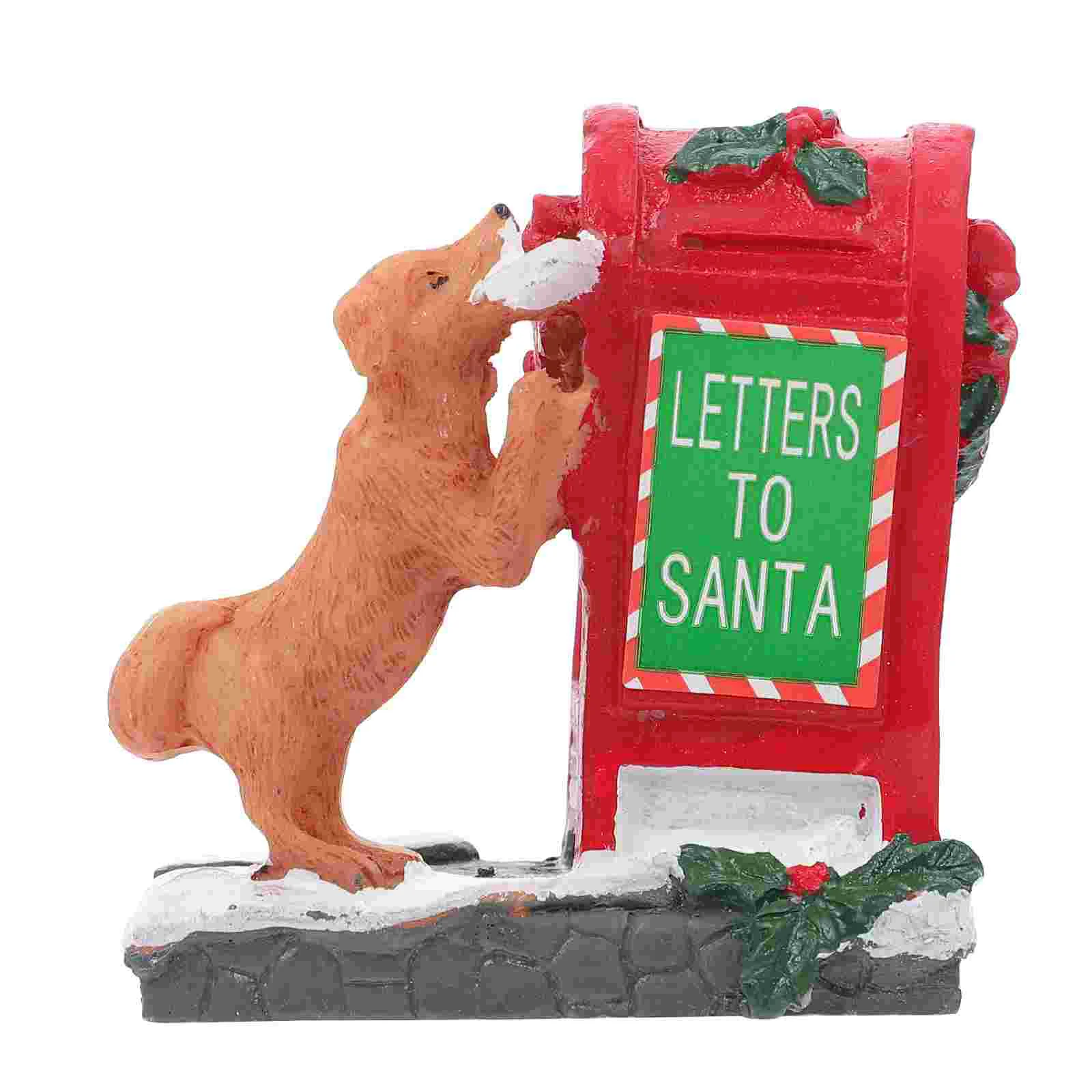 

Mailbox Christmas Santa Letterspost Box Ornament Red Mail Metal Garden Figurine Decor Table Figurines Vintage Sculpture Outdoor