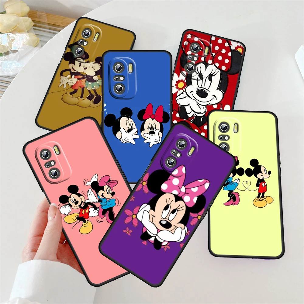 

Cute Disney Mickey For Redmi K60 K50 K40 K30 K20 Go S2 8A 7A 6Pro 5 Plus 5G Silicone Soft Black Phone Case