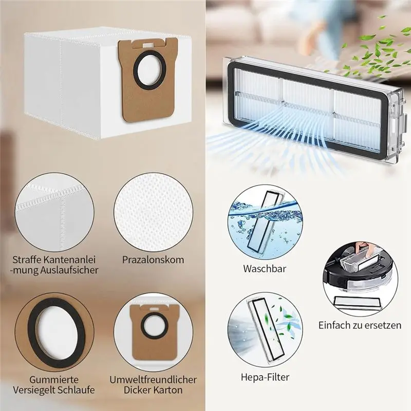Фото Аксессуары BABZ для Dreame L10s Ultra / L10 Ultra: Сменные основные и боковые щетки, HEPA-фильтры, салфетки для влажной уборки, мешки для сбора пыли №5