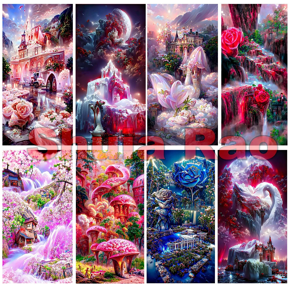 

Diamond Embroidery Fantasy Romantic Flower Castle Landscape 5D DIY Diamond Painting Kits Pictures Of Rhinestones Cross Stitch