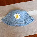 Spring and Autumn Monochrome Small Daisy Hand Crocheted Wool Outdoor Travel Leisure Ladies Fisherman Hat. enlarge