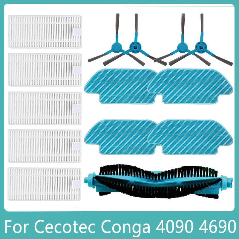 

Hepa Filter Roller Soft Main Side Brush Mop Cloths For Cecotec Conga 4090 4690 5090 6090 Robotic Vacuum Cleaner Kits Spare Parts