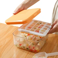 press type ice cube tray easy release ice cube trays for household freezer with lid ice bin ice scoop stackable reusable ice