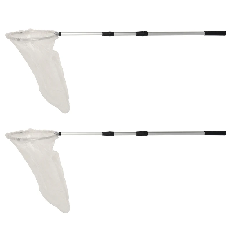 

2X Bug Net Butterfly Catching Net Fish Nylon Net With Telescopic Handle For Adults & Kids, From 37 Inch To 68 Inch.