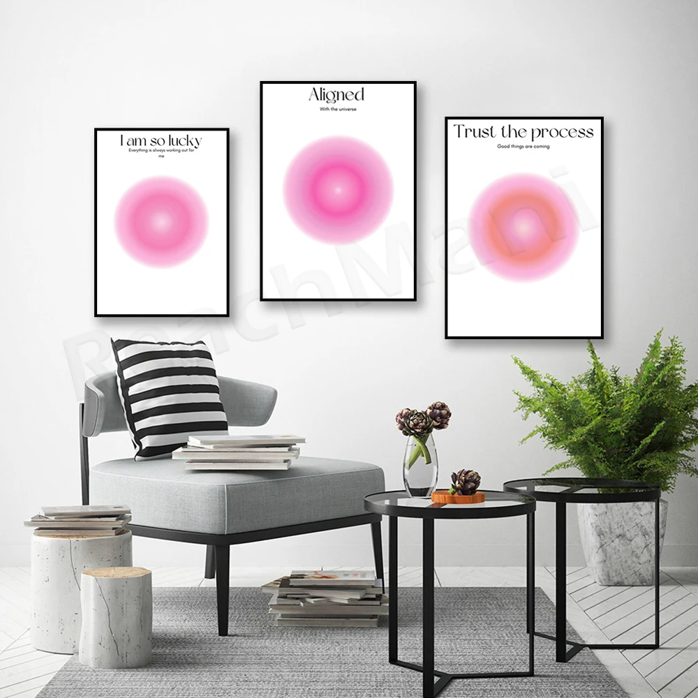 Постер с надписью «halos» розовый и оранжевый, религиозный постер, винтажный градиентный принт, большой палец, счастливая девушка