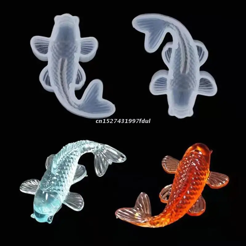 

3 Pcs Mirror Goldfish Three-dimensional Koi Ornaments UV Crystal Epoxy Mold Soap Wax Plaster Resin Silicone Mould DIY