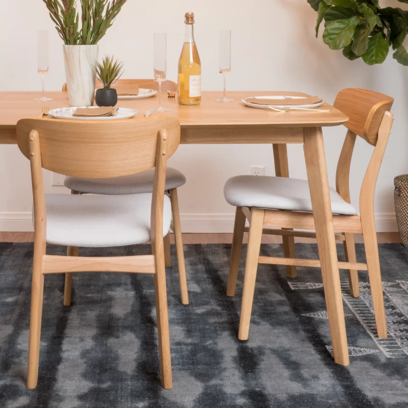 

Noble House Harper Fabric Dining Chair, Set of 2, Light Beige, Natural Oak modern dining table set Dining Room Set