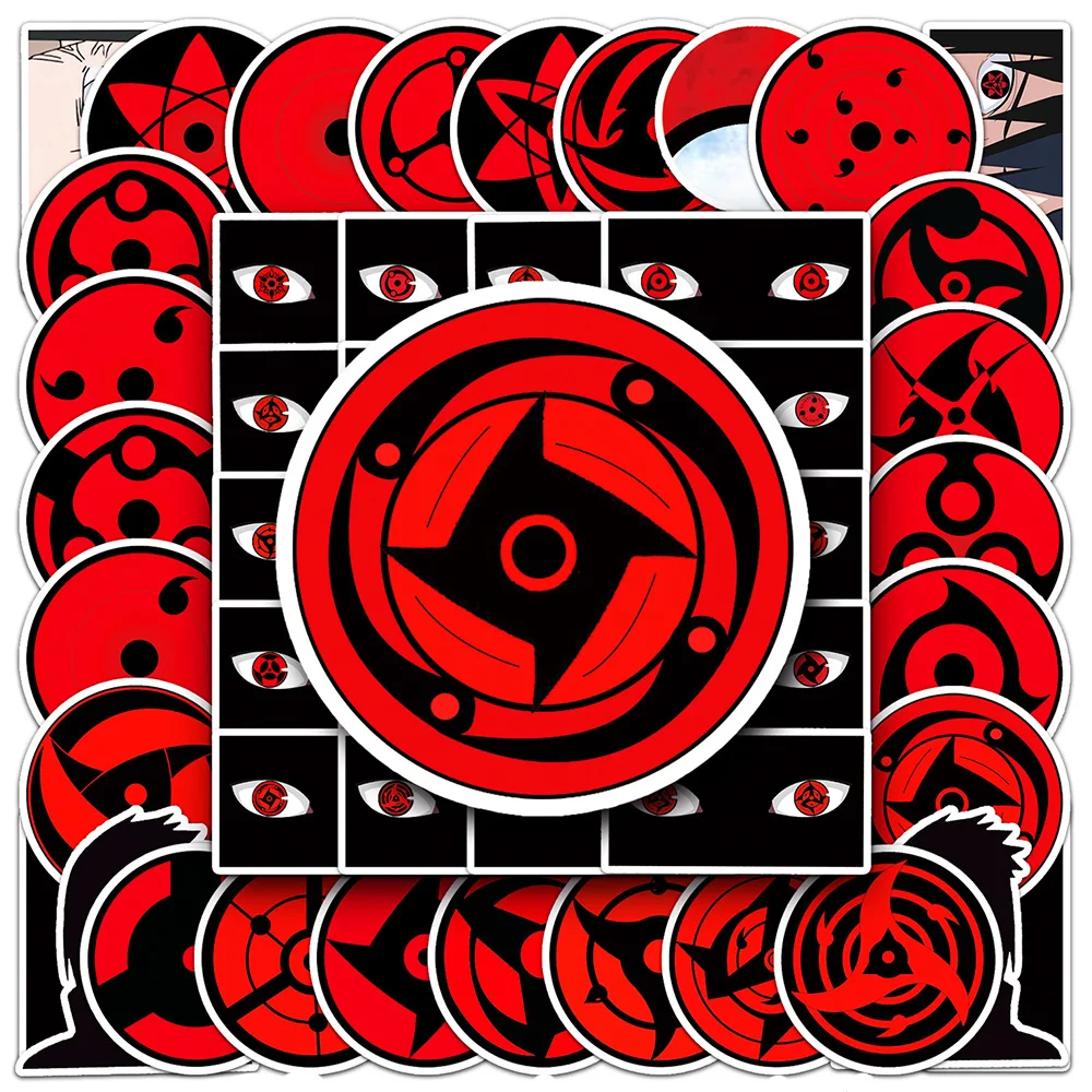 

10/30/50pcs Anime Naruto Sharingan Logo Stickers for Laptop Skateboard Motorcycle Helmet Luggage Cool Cartoon Sticker Kids Toys