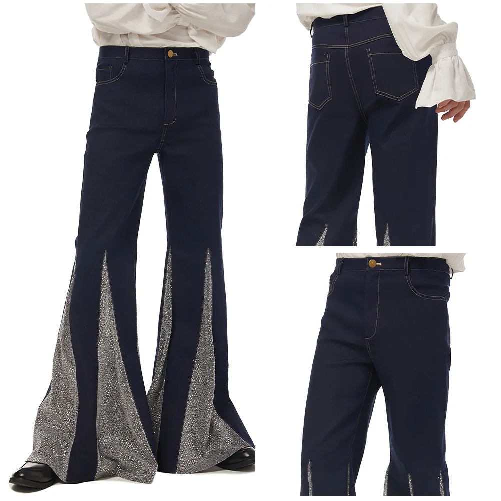 

1970s Retro Vintage Disco Mid Waist Bell Bottom Super Flares Long Pants Trousers Jazz Dance Patchwork Trousers Halloween