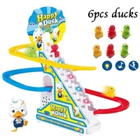 Funny Climbing Stairs Track Toys Cartoon Duck Dog Pig Electronic Railcar With Music Educational Toys For Children Christmas Gift