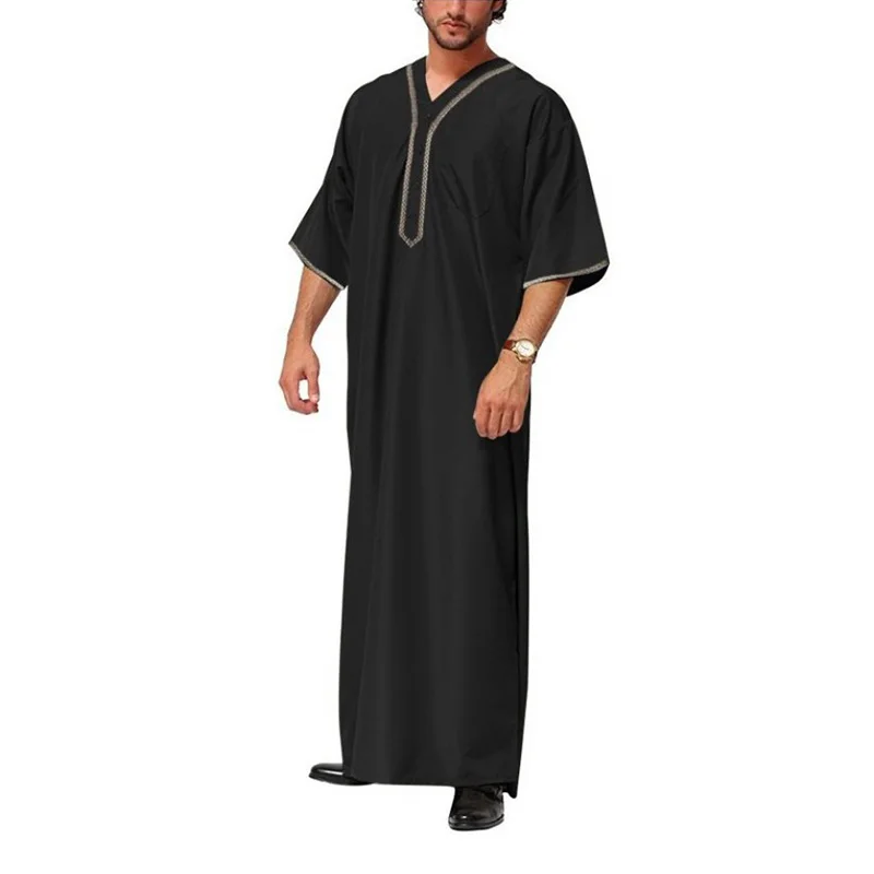 2022 New Muslim Middle East Arab Dubai Malaysia Men's Loose Robe Button Shirt De Moda Musulmana Islamic Clothing