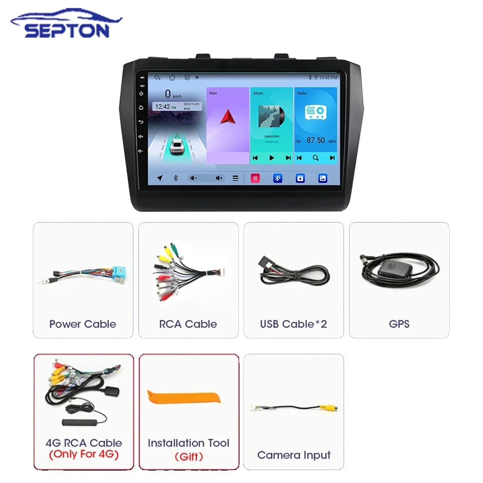 Автомобильный радиоприемник SEPTON для Suzuki Swift 2017-2020, головное устройство, 4G Android, авто, плеер с экраном Carplay, автомобильное аудио, автомобильное мультимедиа (art.: 3920d00a622a8) - 3920d00a622a8