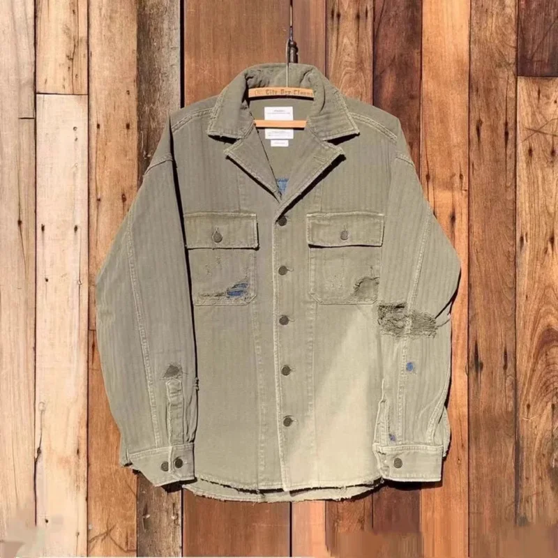 VISVIM WMV 20AW SPOT ITEM WILLARD JKT Разрушенная куртка рубашка с двумя карманами пальто