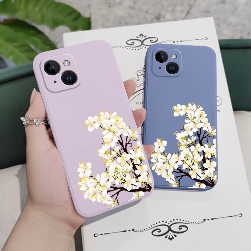 Чехол для телефона с цветами iPhone силиконовый чехол 16 15 14 13 12 11 X XS SE2 SE2020 8 7 6 6S Plus Pro Max