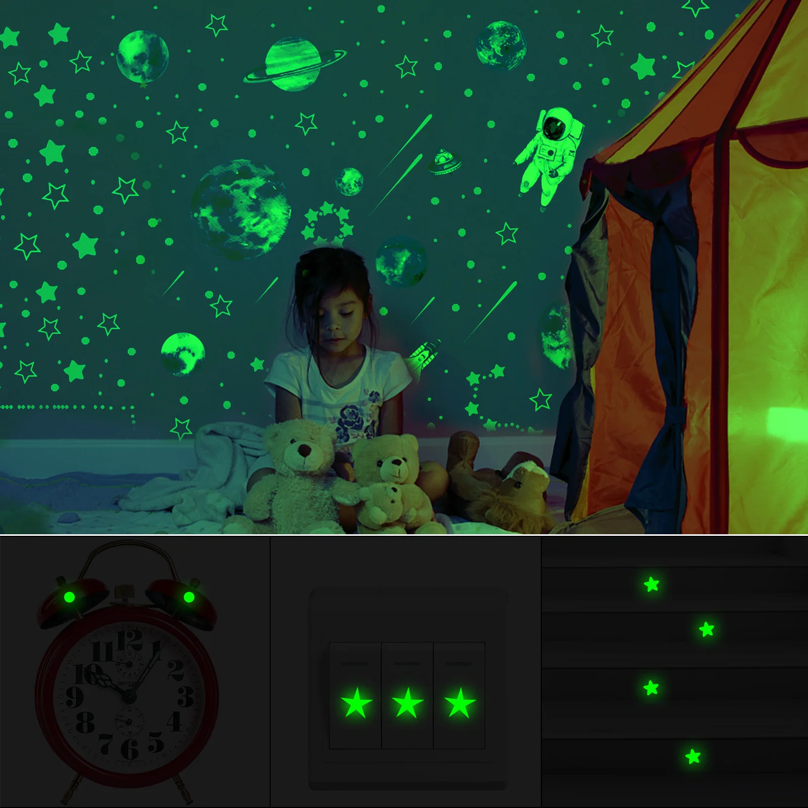 

849pcs/set Stars Glow In The Dark Wall Stickers Luminous Fluorescent Wall Stickers for Home Kids Baby Bedroom Ceiling Decoration