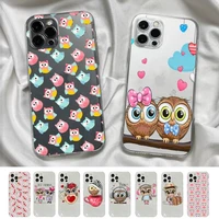 cute owl phone case for iphone 11 12 13 mini pro xs max 8 7 6 6s plus x 5s se 2020 xr clear case