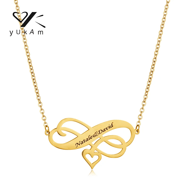YUKAM Wrap Curve 8 Personalised Necklace Stainless Steel Necklaces Woman Personalized Gifts Special Women Customized Custom Name