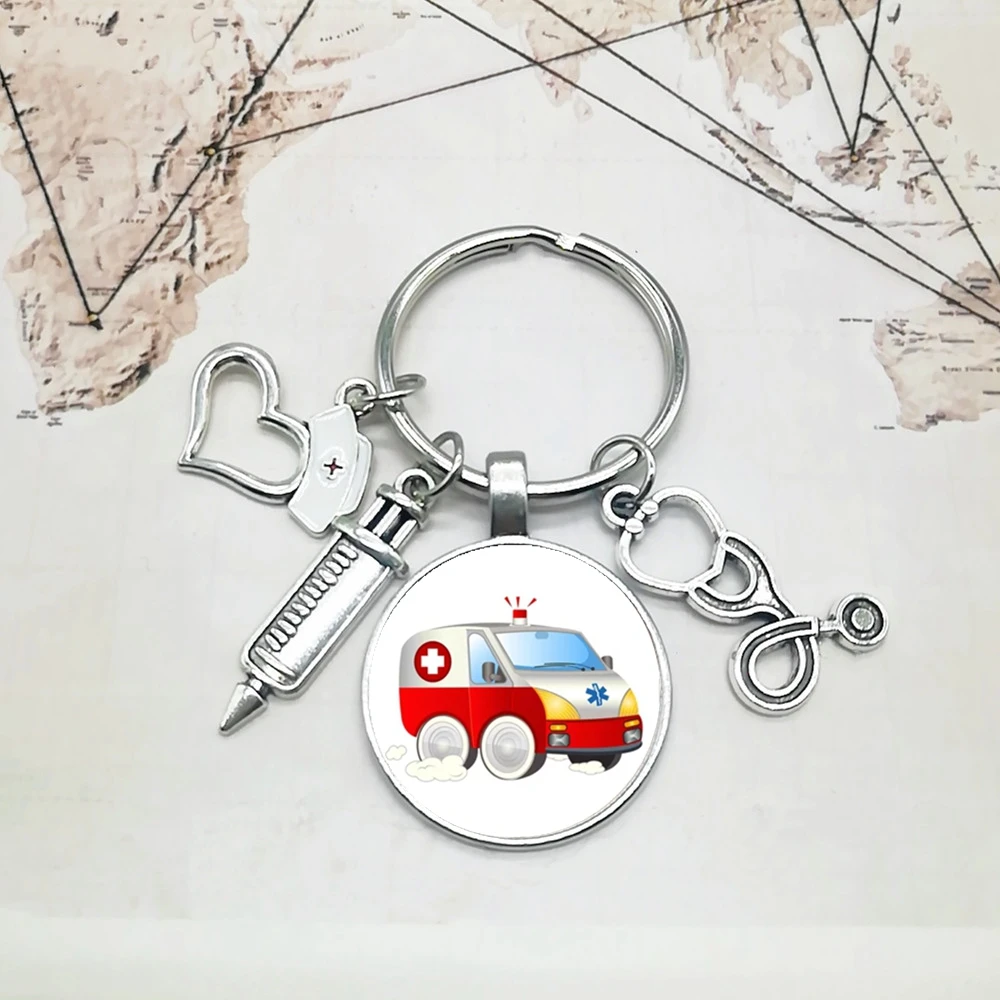 Новинка 2022 кольцо для ключей скорой помощи со стеклянным куполом