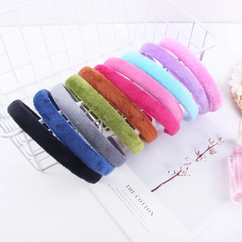 

2022 New Fashion All-match Solid Color Simple Plush Fabric Soft Headband for Women Girls Accessories Headwear Wholesale