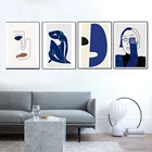 Современная Абстрактная синяя Картина на холсте Клейн геометрический минималистический человеческий тело скандинавский печатный плакат Настенная картина для домашнего декора