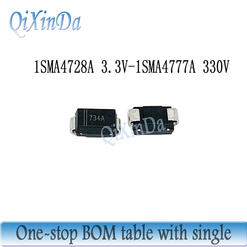 

100PCS Zener Diode 1SMA4728A 1SMA4729A 1SMA4730A 1SMA4731A 1SMA4732A 1SMA4733A 1SMA4734A 1SMA4735A 1SMA4736A 1SMA4737A DO-214AC