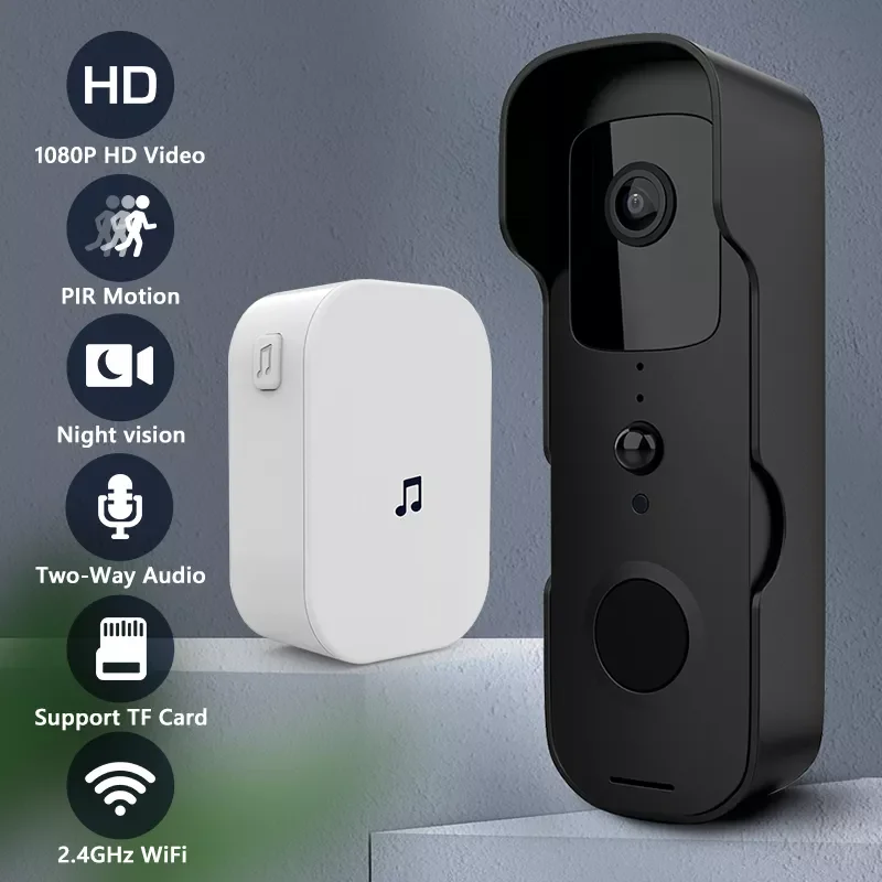 

Дверной Видеозвонок IP54, водонепроницаемый видеодомофон с ночным видением, IP Wi-Fi, умный беспроводной, для домашней безопасности