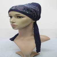 h038 muslim fashion new hot sale mercerized cotton hot drilling small hat back strap bottoming hood in stock wholesale