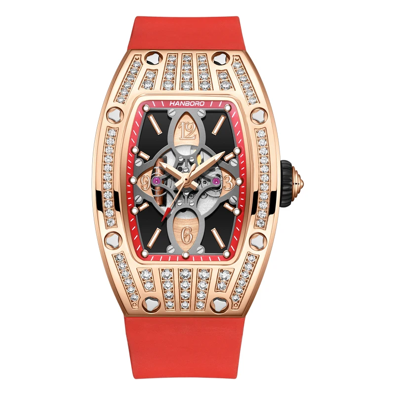 HANBORO Brand Fashion Watch For Women Ladies Luxury Sapphire Silicone Quartz Wristwatch 50m Waterproof Luminous Reloj Hombre