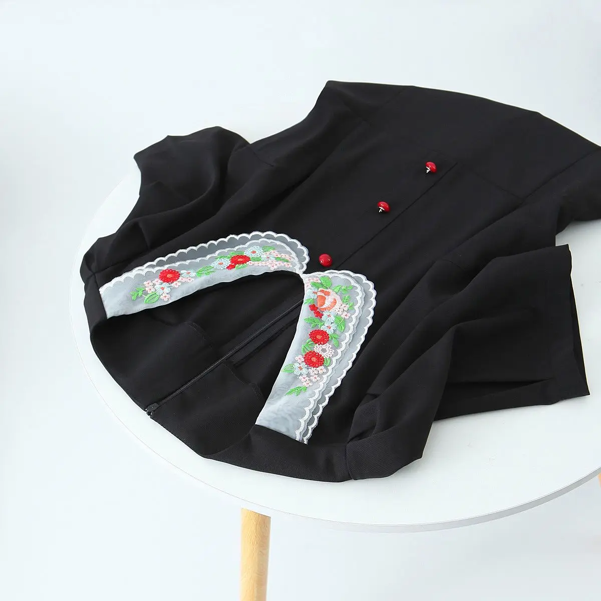 Good Quality Plus Size Dress Women Clothes 2023 Summer French High Waist Embroidered Peter Pan Collar One-Piece Oversized Curve
