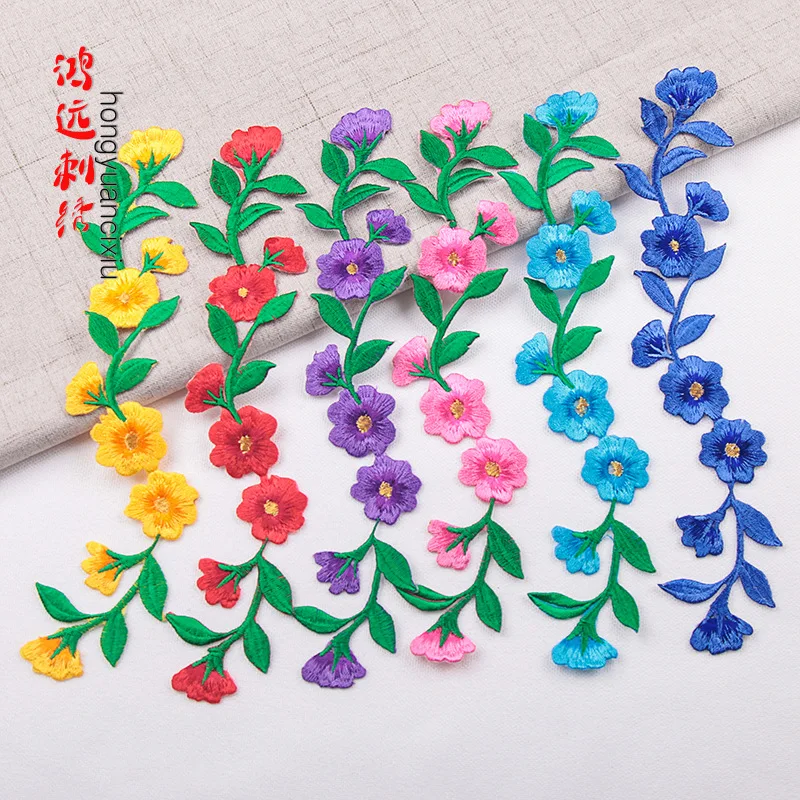 

Plum Chinese Embroidered Fabric Stickers Traditional Fashion Adhesive Iron Cloth Decoration Patches Knitting Ironing DIY Lace