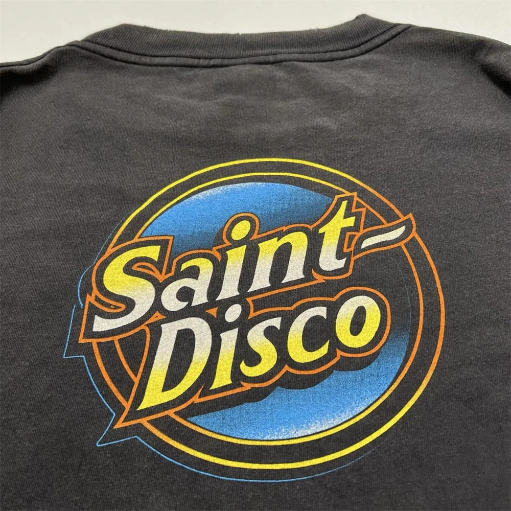 Фото 26ss Saint TEFLON DISCO Ретро Винтажная футболка для мужчин и женщин 1:1, лучшее качество, футболка унисекс из тяжелой ткани, футболка №5
