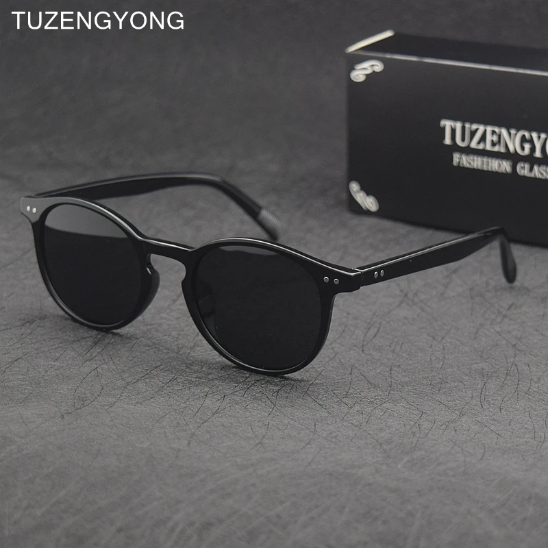 

TUZENGYONG New Ultralight TR90 Polarized Sunglasses Men Women Driving Round Pink Shades Vintage Sun Glasses Gafas De Sol