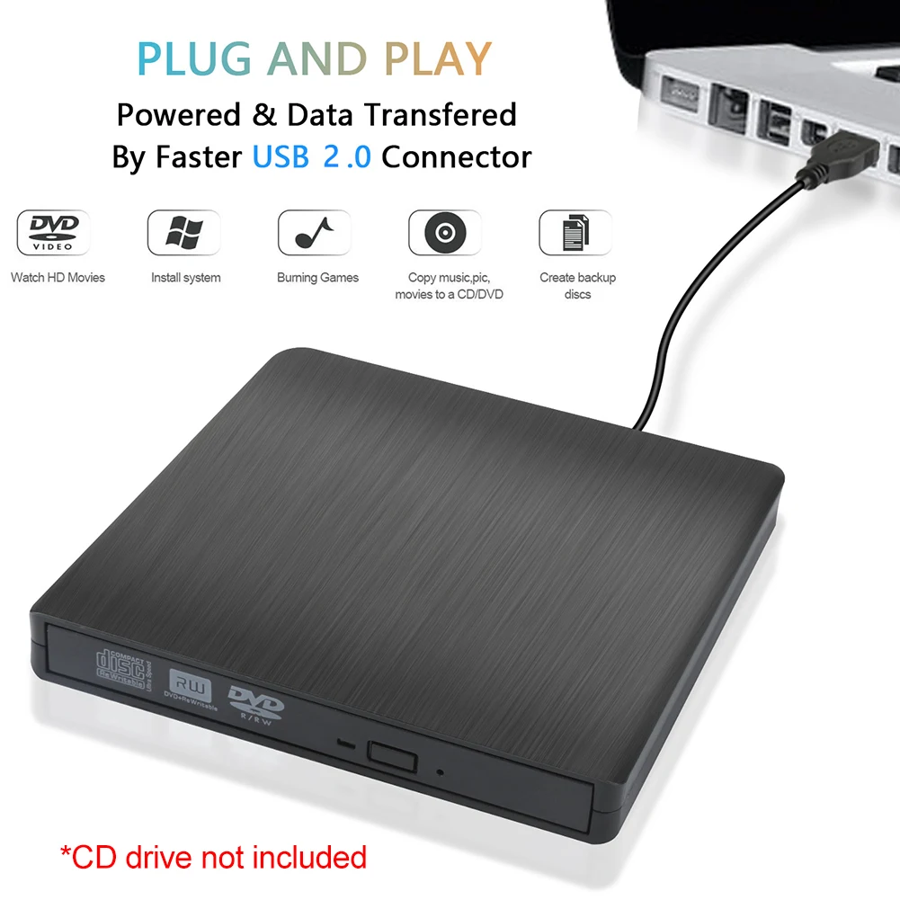 

5Gbps USB 2.0 DVD CD-ROM RW Drive External Optical Drives Enclosure SATA to USB External Case For Laptop Notebook No drive