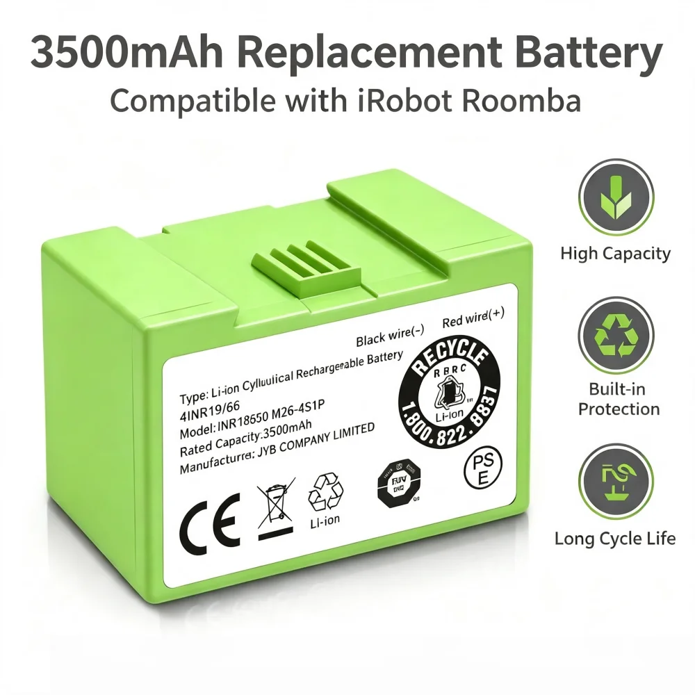 Фото Сменный литий-ионный аккумулятор 4000 мАч для i7, ASUNCELL 14.4V для iRobot Roomba серий e и i, моделей i7 / i7+ i4/i4+ i3/i3+ e5 e6 i7158. №1