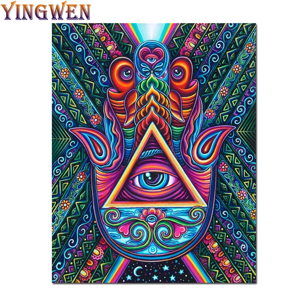 

5D DIY Diamond Painting Hamsa Hand Diamond Embroidery Mandala Rhinestone Picture Cross Stitch Kits Hand Of Milia Home Decor Gift