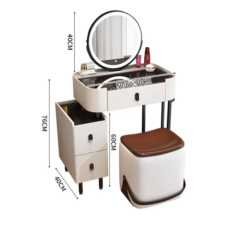 Зеркало круглый туалетный столик скандинавский табурет женский роскошный ящик