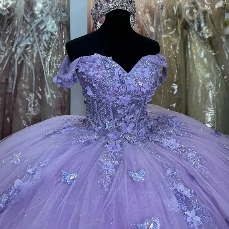 Платье сиреневое для девочек 16-15 лет с 3 цветами и бантом