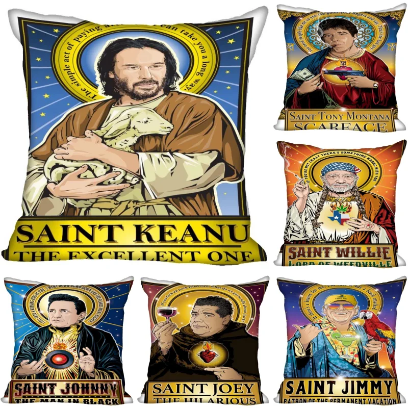 

Custom Cushion Cover Funny Saint Series Throw Pillow Home Decorative Square Printing Pillowcase Sofa Cushion 40X40 45X45CM 0826