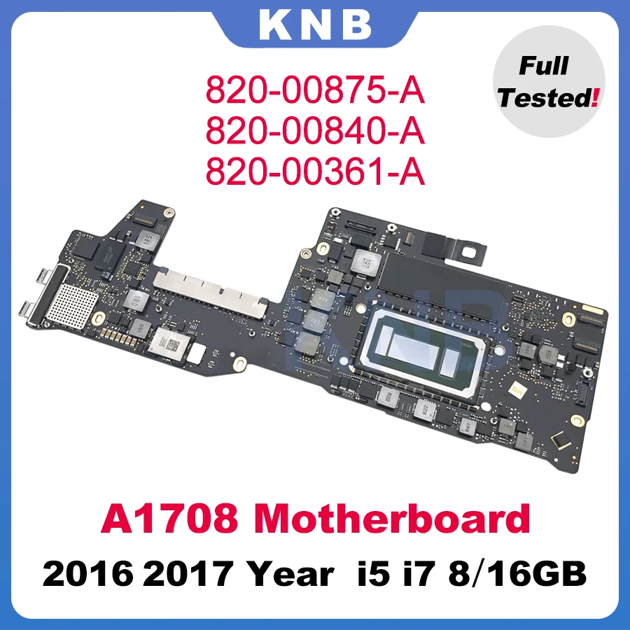 

2023 протестированная материнская плата A1708 для ноутбука 820-00840-A для MacBook Pro 13 "Retina Logic Board 820-00361-A i5 i7 8 Гб 16 Гб 2016
