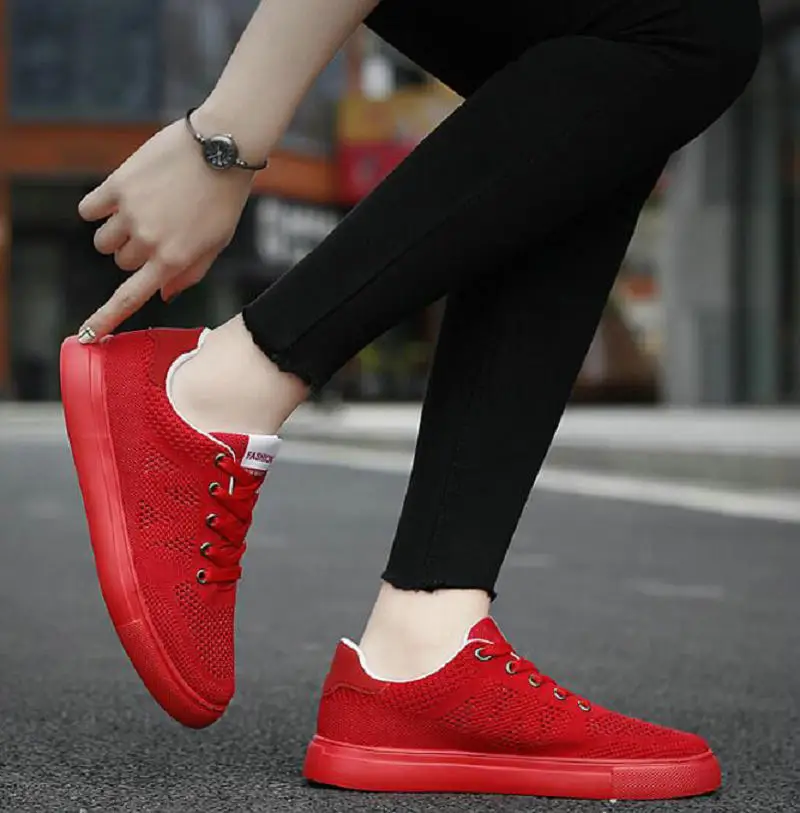 2022 Summer New Hollowed-Out Sports Shoes Dance Large 44 Net Red Couple's Small Red Shoes Running Training Shoes