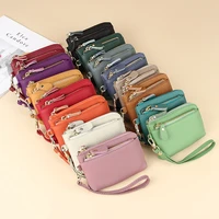 high quality women genuine leather wallet female small coin purse zipper wristlet money bags ladies pouch card holder wallets