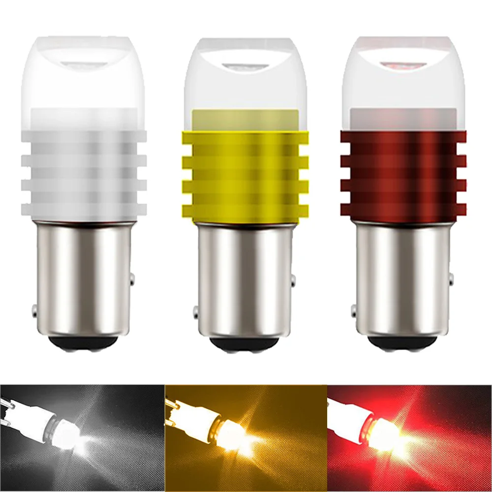 1pc Universal 1157 BAY15D Car Dome Led White Red Strobe Lamp 5630 3SMD Brake Reverse Turn Signal Tail Flashing Light 12V - купить по
