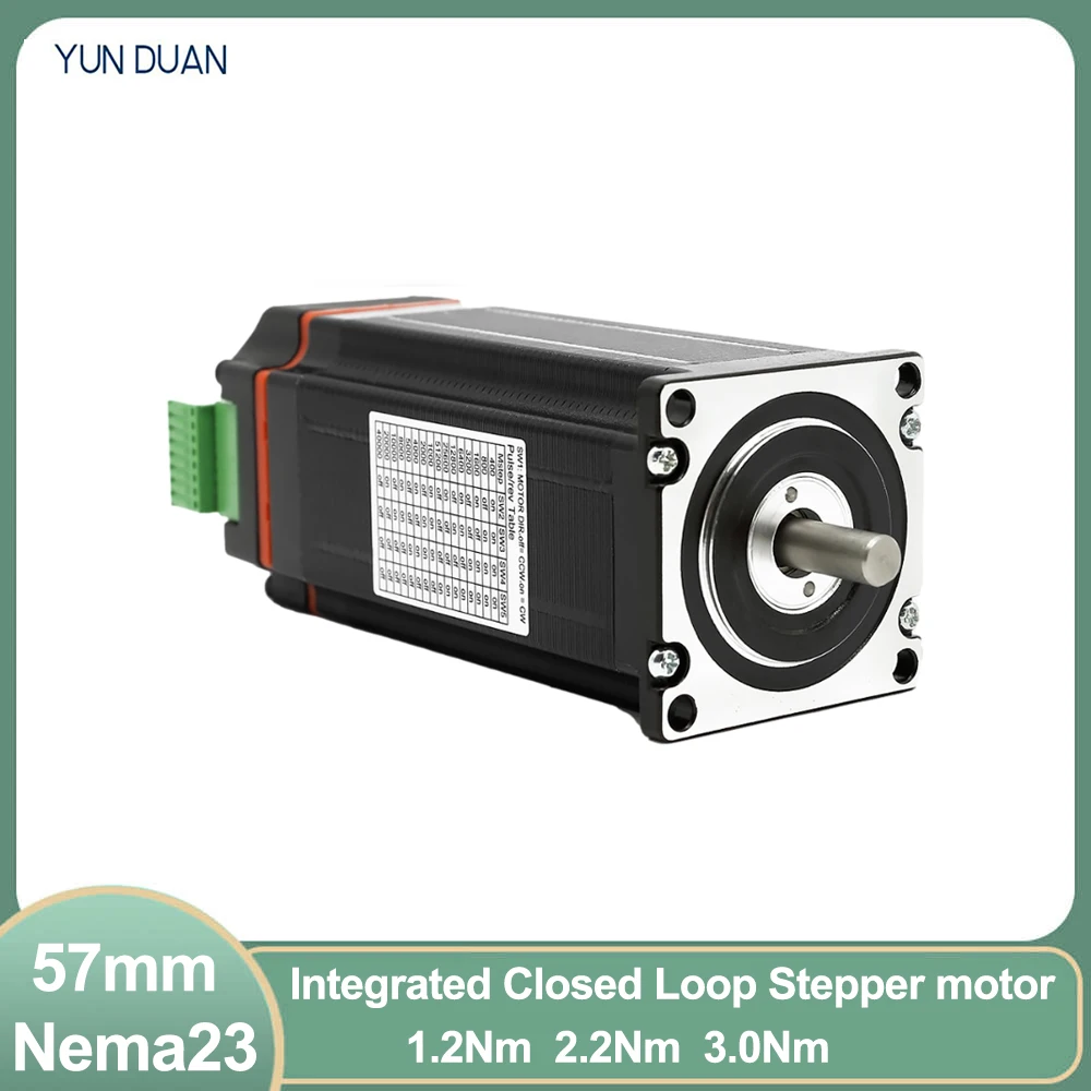 

Nema23 57 Closed Loop Stepper Motor with Encoder 1.2Nm 2.2Nm 3Nm Integrated Servo Motor Nema 23 Hybrid Servo Motor with Driver