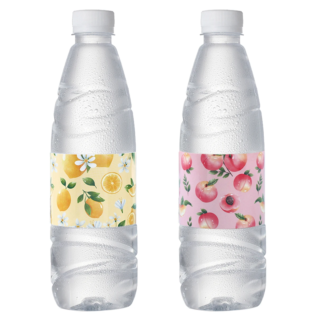 Наклейка на бутылку с водой в виде лимона персика