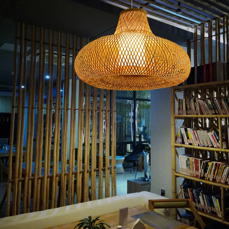 

South East Asian Style Handmade Bamboo Ceiling Chandelier Hotel Living Room Bedroom Dining Room Decorative Led Pendent Lamps