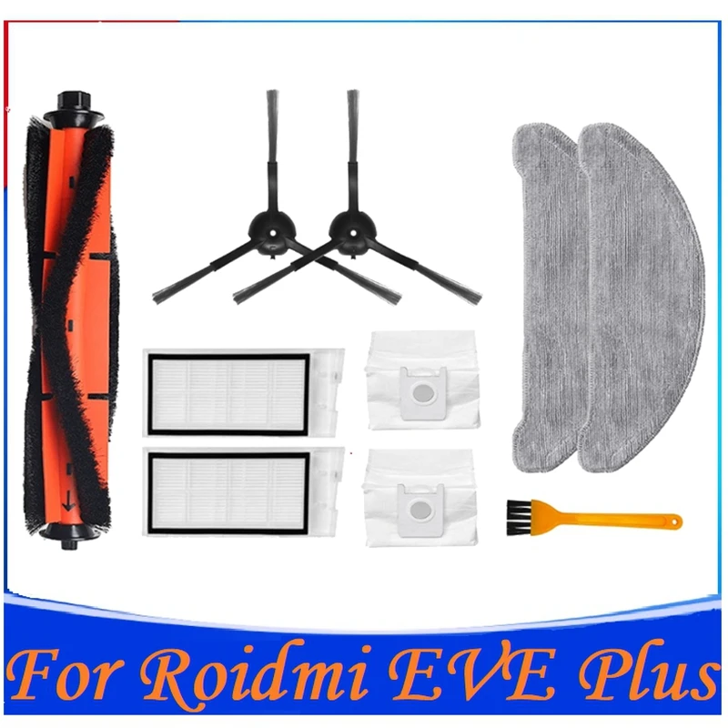 

10Pcs For Roidmi Eve Plus Vacuum Cleaner Replacement Spare Parts Washable HEPA Filter Main Side Brush Dust Bag Mop Cloth